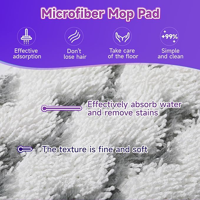 8 Pack Reusable Mop Replacement Pads Compatible for Swiffer PowerMop Spray Mop, Dry Wet Mopping Cloths for 13-15in Mop, Floor Cleaner Mop Pads for Swiffer (Not with Mop)