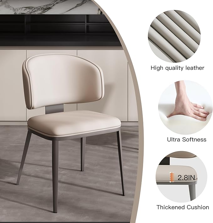 Dining Chairs Set of 4 Modern High Backrest Comfortable, Fashion Upholstered Kitchen Room Chair Armless Dinner Room Chair with Metal Legs for Living Room （Light Grey of 4）