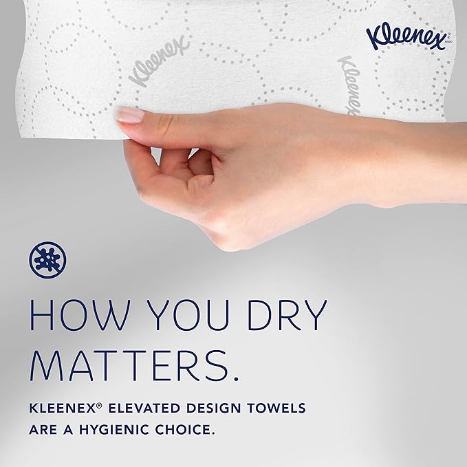 Kleenex Professional Hard Roll Paper Towels, Bulk (54471), Hardwound, Elevated Design, Premium Absorbency Pockets, White, for ScottBrand Blue Core Dispensers (6 Rolls at 500' Each, 3,000'/Case)
