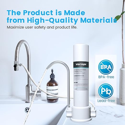 Vortopt Countertop Water Filtration System - Faucet Water Filter for Sink - Water Purifier for Kitchen - Reduces Chlorine, Heavy Metals, Bad Odors - F8 - Includes 1 Filter