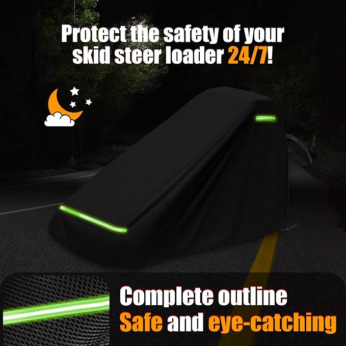Skid Steer Loader Cover, Suitable for Bobcat MT100, Kubota SCL1000, New Holland C314, and CASE TL100 600D Oxford Cloth Loader Cover, Waterproof and UV Resistant (Black, Without Cockpit (only Cover))