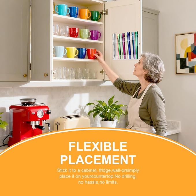 Straw Holder Acrylic for Cabinet Reusable Organizer Dispenser 5-Grid Straw Rack Comes with 8 Double-Sided Tapes and 15 Classification Label Stickers (Transparent)