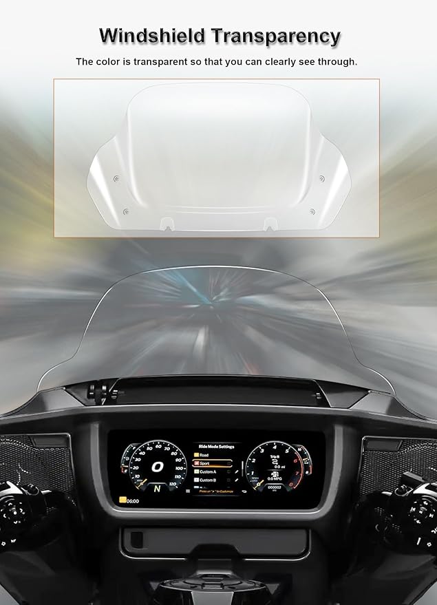 10" Wave Windshield Windscreen Wind Splitter Compatible with Harley Davidson Touring CVO Street Glide FLHXSE 2023-up,Street Glide FLHX 2024-up & FLXHU 2025-up (Clear)