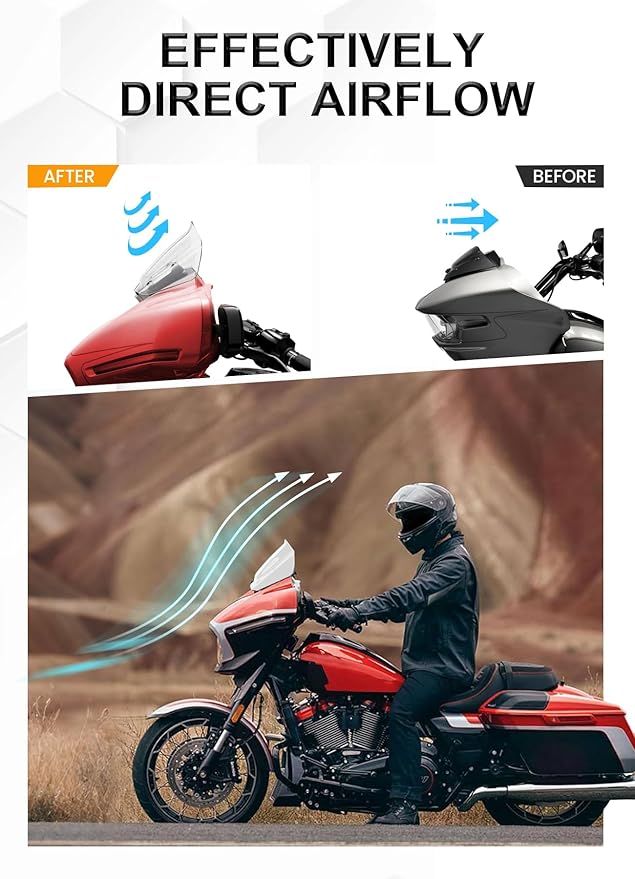 8" Wave Windshield Windscreen Wind Splitter Compatible with Harley Davidson Touring CVO Street Glide FLHXSE 2023-up,Street Glide FLHX 2024-up & FLXHU 2025-up (Clear)