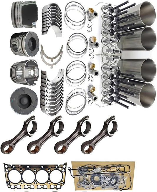 15012100234 Overhaul Rebuild Kit + 4 PCS Connecting Rod wkomngga For Doosan Daewoo D24 D24NAP Engine For Bobcat E32 E35 E42 E45 E50 E55 E85 Excavator T450 T550 T590 T595 T630 T650 Track Loader