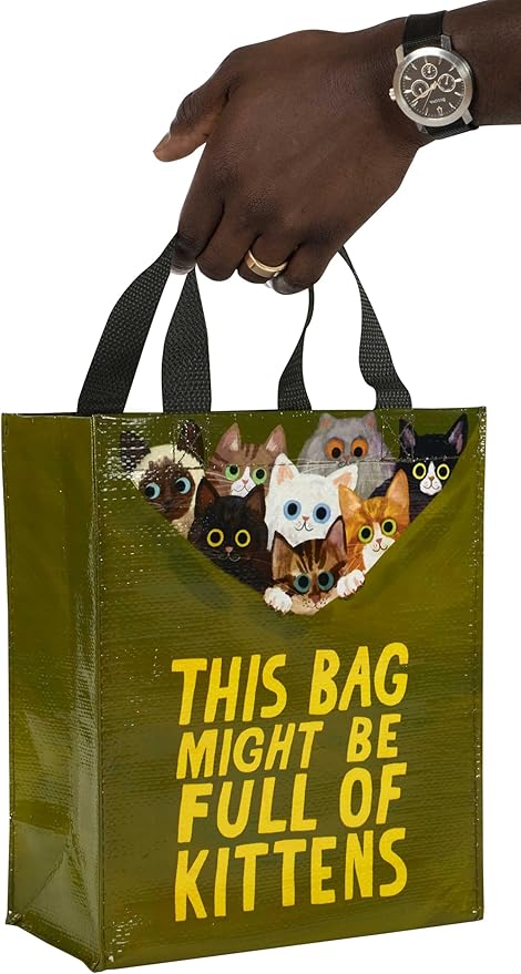 Blue Q Handy Tote, This Bag Might Be Full of Kittens. Reusable lunch sack, little gift bag, easy-to-wipe-clean, 95% recycled material, 10" h x 8.5" w x 4.5" d