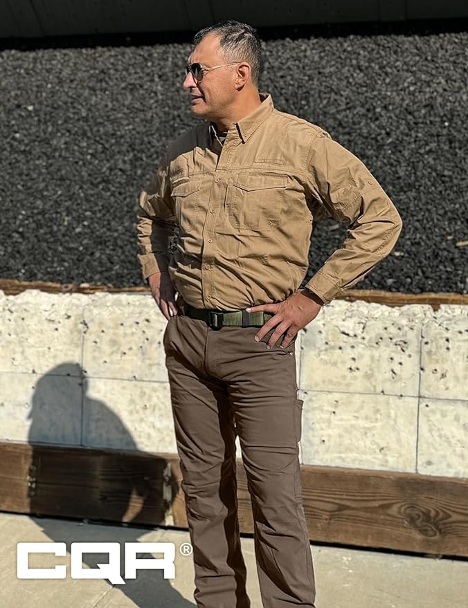 CQR Men's Vent Stretch Pants, Quick Dry Lightweight Casual Cargo Pants, Water Resistant Straight-Fit Utility Work Pants