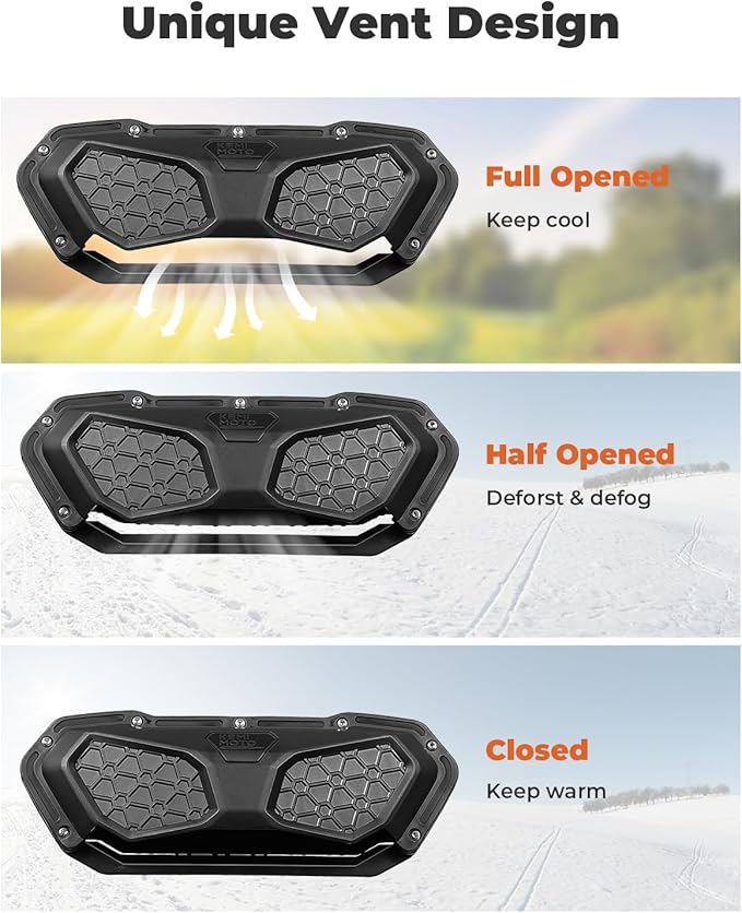 KEMIMOTO Vented Windshield Compatible with Kawasaki Mule SX SE XC LE 2017+, Scratch Resistant 1/4" Thick Polycarbonate Hard Coated UTV Front Windscreen