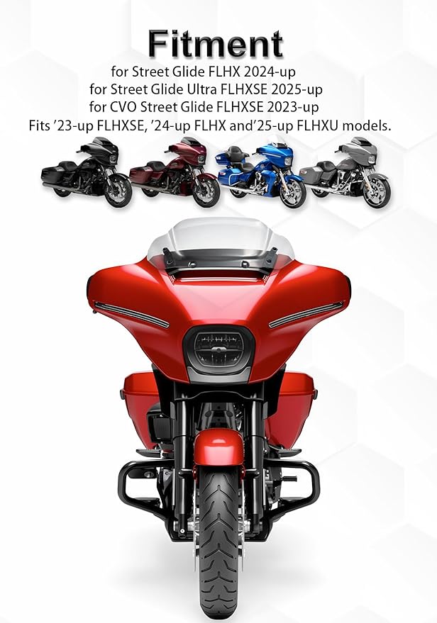 8" Wave Windshield Windscreen Wind Splitter Compatible with Harley Davidson Touring CVO Street Glide FLHXSE 2023-up,Street Glide FLHX 2024-up & FLXHU 2025-up (Clear)