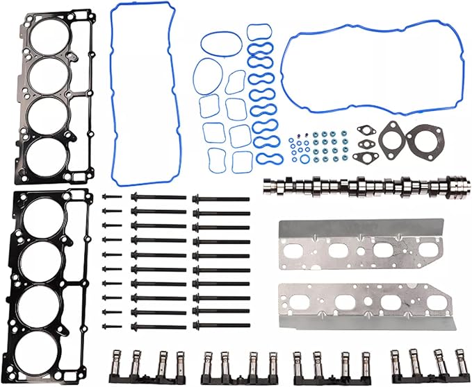 GELUOXI MDS 5.7 HEMI Lifters Camshaft Kit w/Head Gasket Set Replacement for Dodge Ram 1500 5.7L V8 2009-2015 Part# HS26423PT, 53022263AF, 53021726AD, 53021726AE