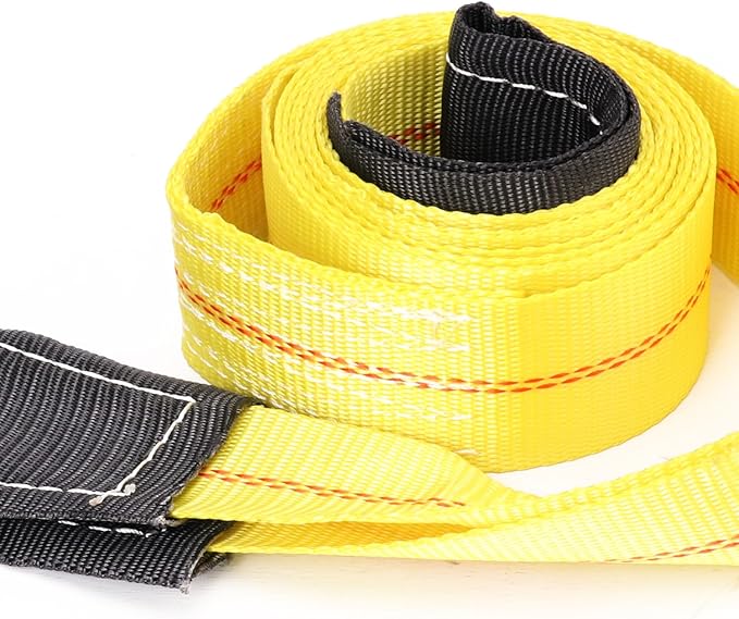 4 Pack Lift Sling Straps - 10ft x 2in Heavy-Duty Polyester Lifting & Towing Straps, 15000 lbs Capacity, Yellow