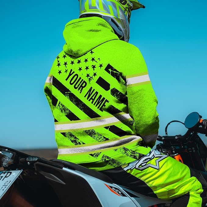 Color US Flag High Visibility Hoodie for Men Women Reflective Tapes Safety Workwear for Worker Runner Patriotic