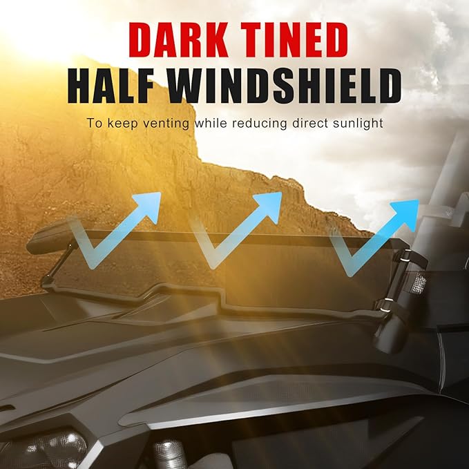 Dark Tinted Half Windshield for Honda Talon 1000, PC Hard-coated Scratch Shock Resistant Front 1/2 Half Windscreen for Honda Talon 1000R 1000X 1000X-4 2019-2024 Accessories