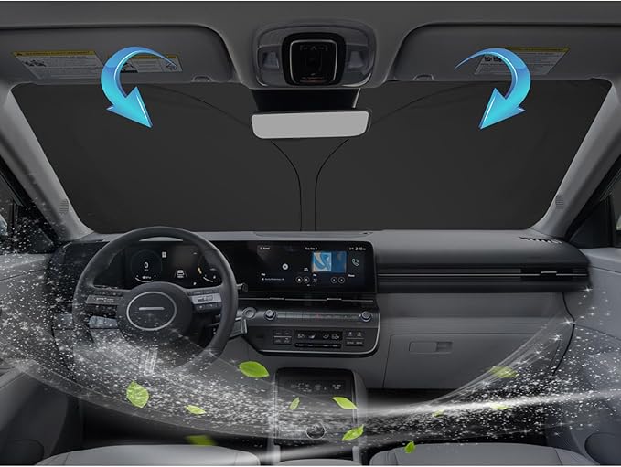 SKTU 2024 2025 2026 Kona Front Windshield Sunshade for 2024 2025 2026 Hyundai Kona Windshield Sun Shade Foldable for Blocks UV Rays and Blocks Heat and Sun Keeps Vehicle Cool