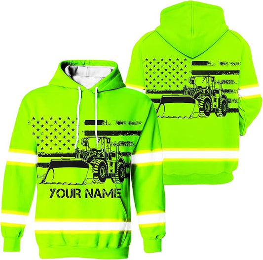 Matedecor High Visibility Hi Vis Hoodie for Men - Jobs Collection Custom Name Class 3 Reflective Safety Workwear