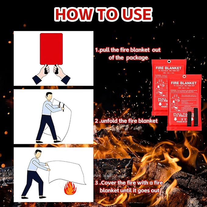 Macarrie 12 Pack 39” x 39” Fire Blanket Emergency for Home and Kitchen Safety Suppression Blanket Fiberglass Fireproof Survival for Fireplace Car Office Camping (Red)