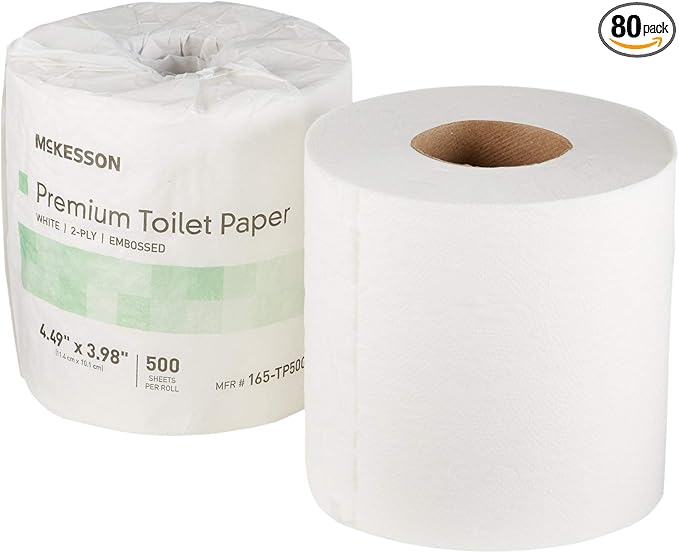 McKesson Premium Toilet Paper, 2-Ply, 1 Roll, 80 Packs, 80 Total
