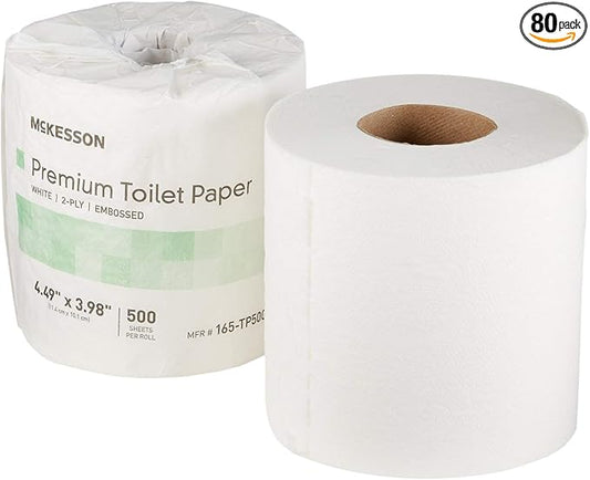 McKesson Premium Toilet Paper, 2-Ply, 1 Roll, 80 Packs, 80 Total