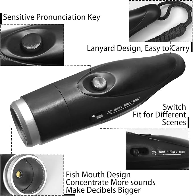 Electronic Whistle for Coaches, Handheld Lound Electric Whistle with Lanyard and Three Tone for Volleyball, Soccer Referee, P.E. Teacher, Police,Outdoor Camping, Self Defense Emergency
