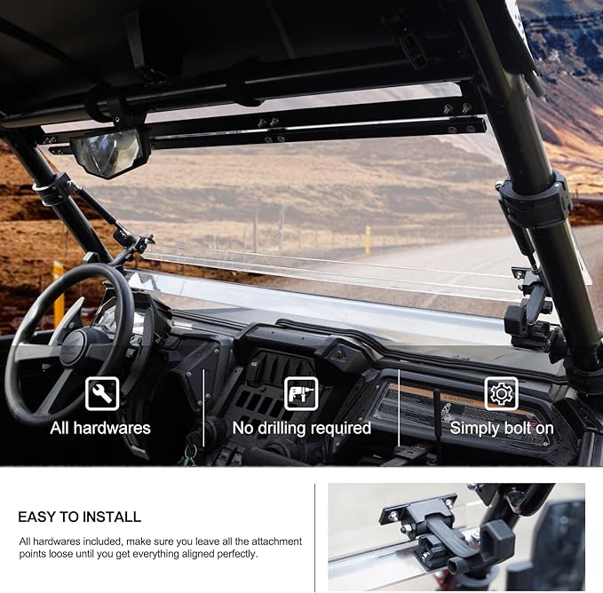 KIWI MASTER Flip Up Windshield for 2019-2025 Honda Talon 1000R/1000X/1000X4/1000R4 Accessories, Hard Coat Poly Front Window, Heavy Duty Polycarbonate, Scratch Resistant
