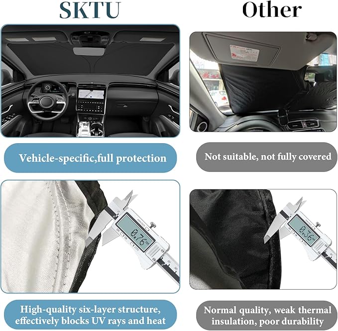 SKTU 2024 2025 Tucson Front Windshield Sunshade for 2022-2025 Hyundai Tucson/Santa Cruz/ 2023-2025 Kia Sportag e Windshield Sunshade for Blocks UV Rays and Blocks Heat and Sun Keeps Vehicle Cool