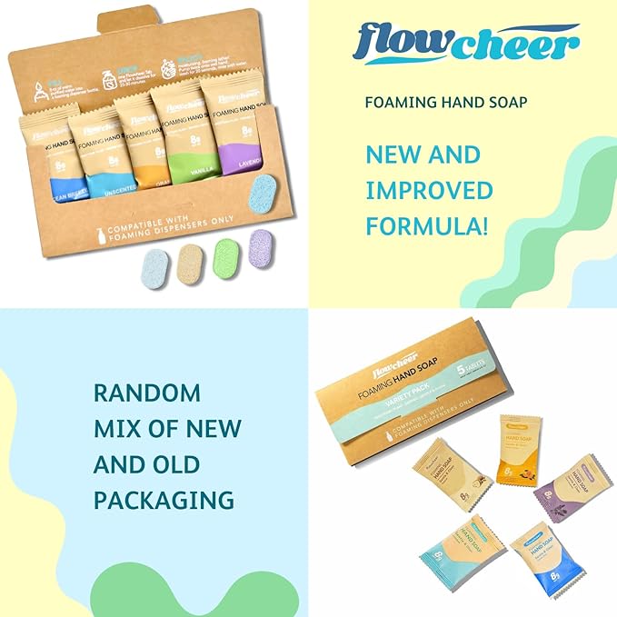 Foaming Hand Soap Refill Tablets -5 Sample Pack Hand Wash Tablets, Zero Waste Eco Friendly Cleaning Supplies-Fills 5 X 9 fl oz Refillable Foam Dispenser(45 Fl oz total)