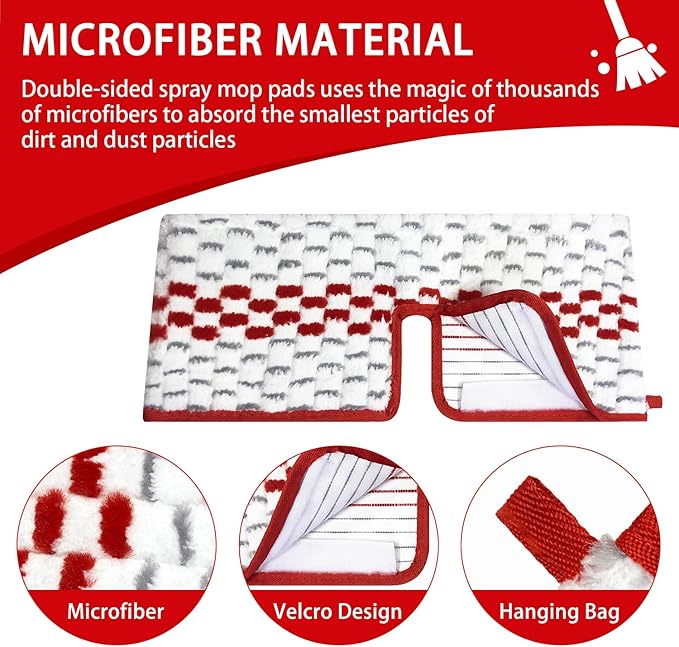 Microfiber Spray Mop Pads Compatible with Promist MAX Reusable Spray Mop Refills for Ocedar ProMist Dust Mop,Dual-Action Washable Flip Mop Pads Replacement for Dry Wet Floor Cleaning, double-sided use