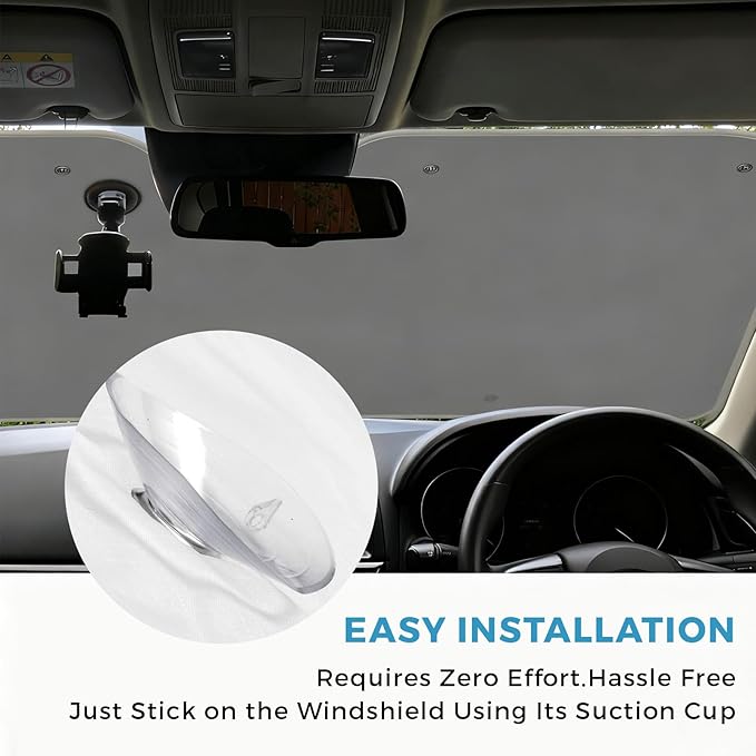 Custom Car Windshield Sun Shade, Design Your Own Image or Text, Keeps Vehicle Cool, Personalized Foldable Front Window Visor Reflective UV Protector Aluminum Foil Sunshield