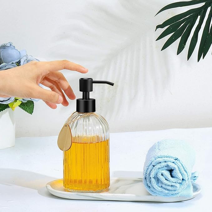Soap Dispenser with Silicone Pad – Premium Quality – Dish soap Dispenser, Hand Soap Dispenser – Rust Proof Stainless Steel Pump – Ideal for Kitchen Dish soap, Bathroom soap