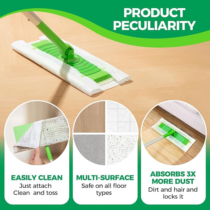 Dry Sweeping Cloths Mop Refills Disposable Sweeping Cloths Floor Dust Refills Mop Pad, Floor Cloth Refills for Swiffer Standard Sweeper , 7.87x11.81inch,100 Count