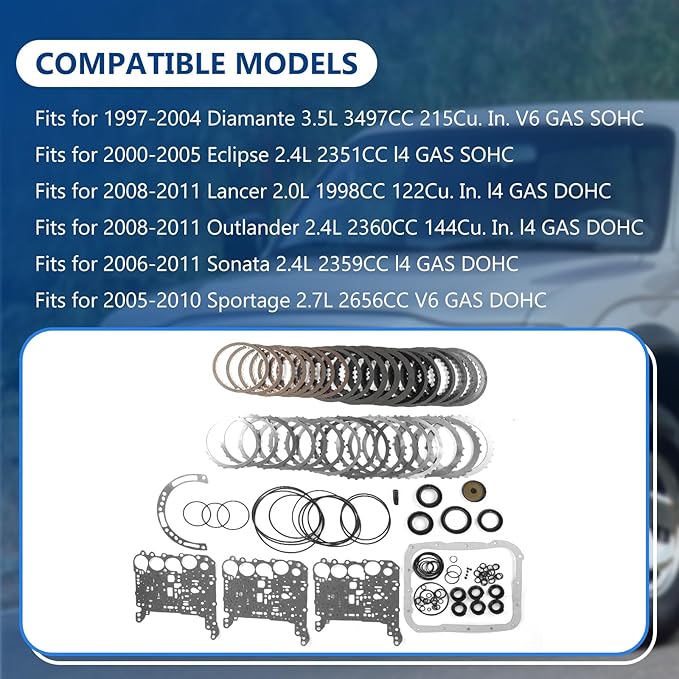 W4A42 F4A41 F4A42 Transmission Rebuild Kit Transmission Overhaul Master Rebuild Kit Fits for 2008-2011 Outlander 2.4L, Fits for 2006-2011 Sonata 2.4L, Replace OE W4A42 F4A41 F4A42