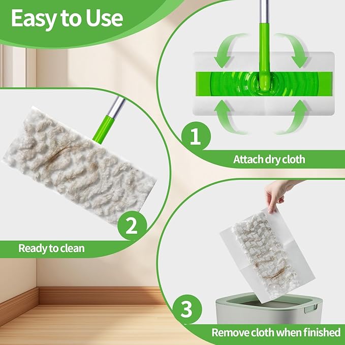 60 Count Pet Heavy Duty Dusters Refills Compatible with Swiffer Sweeper Mop, Dry Sweeping Cloths for Floor Mopping and Cleaning, Unscented
