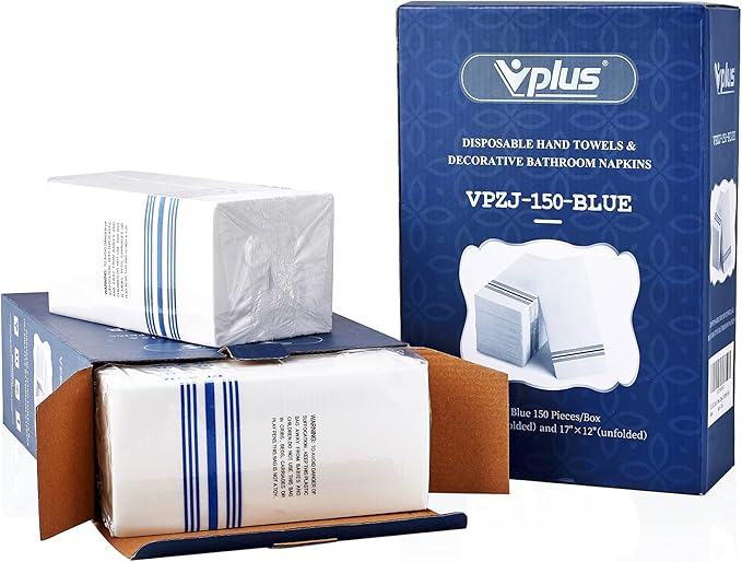 Vplus 150 PACK Guest Towels Disposable Bathroom, Decorative Bathroom Napkins, Soft, and Absorbent Disposable Paper Hand Towel for Dinners, Kitchen, Parties, Weddings, Christmas Party