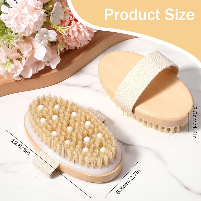 10 Pcs Dry Brushes for Body Dry Brushing, Exfoliating Bath Brushes Massage Body Scrub Brush for Skin Renewal, Cellulite Reduction, Lymphatic Drainage, Blood Circulation Improvement