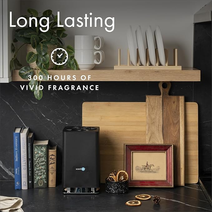 ScentAir Whisper Home | Black Diffuser Machine, Scents up to 800 Sq. Ft Room, Compatible with Alexa & Google, WiFi & Bluetooth Enabled - ScentAir Cartridge White Tea & Fig