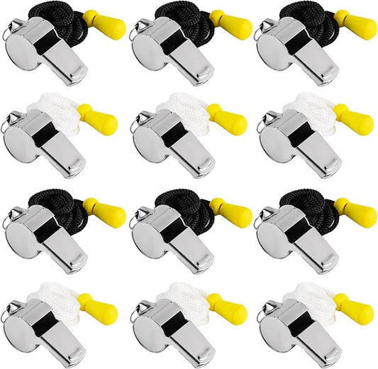 12 Pack Sport Whistles with Lanyar for Coaches, Referees and Officials, Loud Crisp Sound