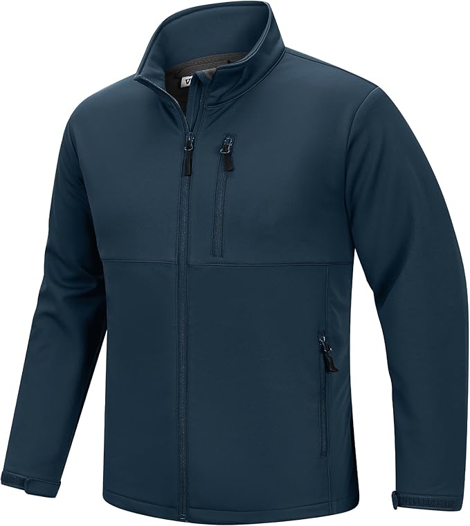 Outdoor Ventures Men's Softshell Jacket Waterproof Fleece Lined Rain Shell Jacket Lightweight Windbreaker for Hiking Travel