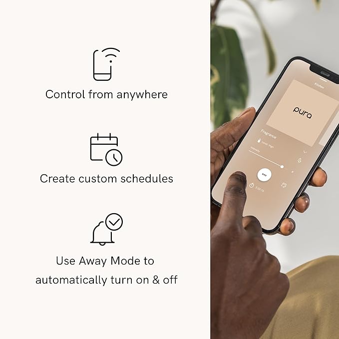 Pura - Smart Home Fragrance Device Starter Set - Pura 4 - Scent Diffuser for Home - Includes Fragrance Aroma Diffuser - Square Box, Cinnamon Woods and White Pumpkin Scent Refills