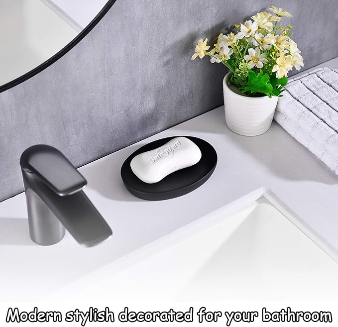 Matte Black Soap Dish Holder Matte Soap Dish,Soap Holder for Bathroom Kitchen Wash Room Vanity to Place Soap, Sponges, Small Jewelry Tray Storage and so on.(Black)