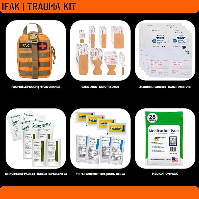 72 Hour Survival Kit - 291 Pieces Survival Gear and Supplies - 45L Go Bag Emergency Backpack, First Aid, Water Filter, Tools, Tent, Camping Essentials, Emergency Preparedness - The Alpha