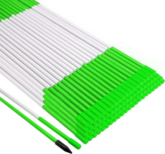 Growsun Driveway Marker 48 inch Green Fiberglass 5/16 inch Dia Snow Fence Reflective Plow Stakes for Yard Walkways Parking Lots Safety Rods Edge, 100 Pack