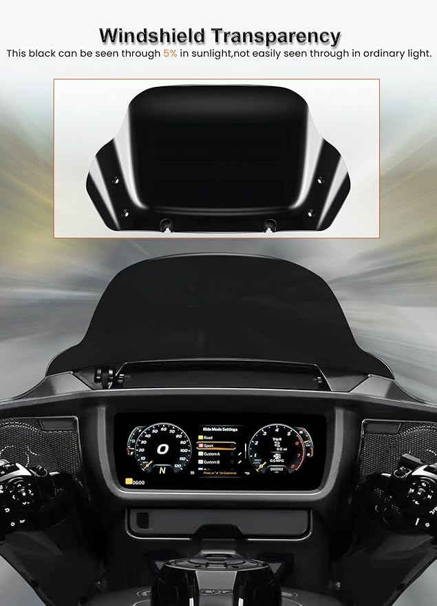 10" Wave Windshield Windscreen Wind Splitter Compatible with Harley Davidson Touring CVO Street Glide FLHXSE 2023-up,Street Glide FLHX 2024-up & FLXHU 2025-up (Black)