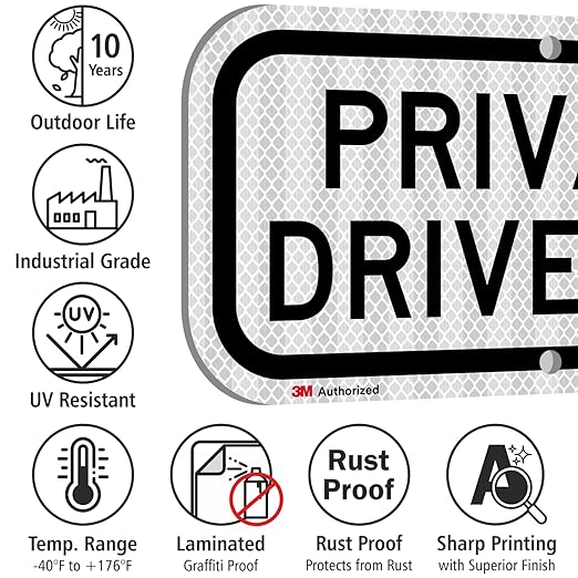 SmartSign "Private Driveway" Sign | 6" x 12" 3M High Intensity Grade Reflective Aluminum, Made in USA