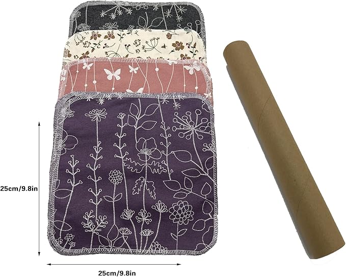 Reusable Paper Towel Rolls 20 Pack,Washable Napkin Cloth Value Set of 4 Colors 20 Pack of Paperless Towel-100% Cotton, Super Soft, Absorbent Made to Last (Blooming)