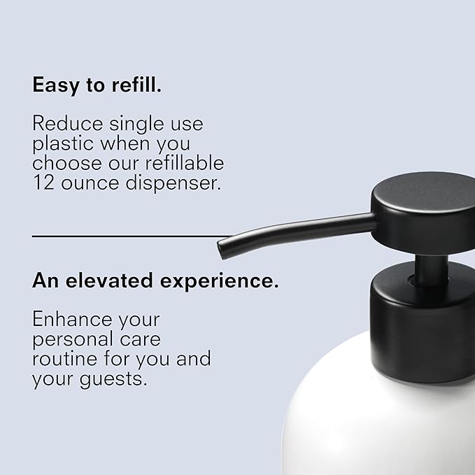Public Goods Ceramic Lotion Dispenser Pump for Bathroom | Hand & Body Lotion Refill Bottle | Made Stoneware and Black Stainless Steel | 12 Oz Dispenser