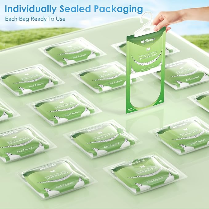 Moisture Absorbers Bag, Hanging Closet Dehumidifier Bags for Car, Bathrooms, Humidity Packs with Fresh Fragrance, 9.8OZ, 10 Pack