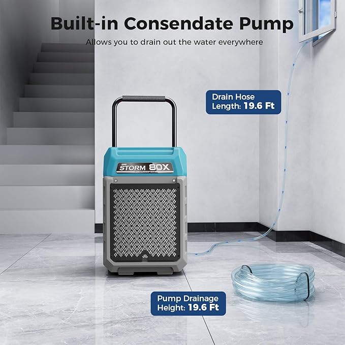 ALORAIR 170 Pints LGR Commercial Dehumidifier with Pump & Drain Hose, Up to 2,100 Sq.Ft, Portable Industrial Dehumidifiers with Wheels for Water Damage Restore, Basement, Garage, 5 Years Warranty