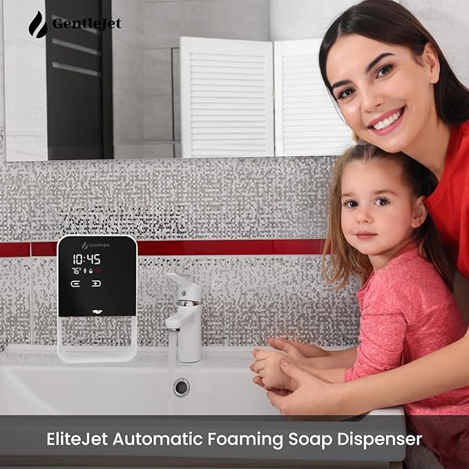EliteJet Automatic Foaming Soap Dispenser Touchless - Wall Mount & Countertop, Aluminum Alloy Body, Automatic Soap Dispenser Touchless with Dual Power (USB/Battery), LED Display