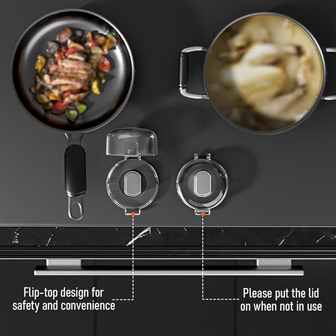 Stove knob Safety Covers for Child Upgraded Unlock Universal Size with Adult Two-Finger, Dual-Key Press Gas Stove Knob Locks Water Resistant Oil Resistant and High Temperature Resistant（5 Pack）