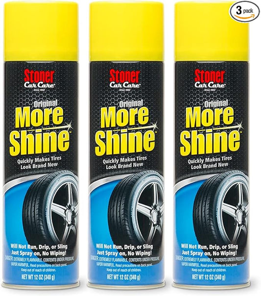 Stoner Car Care 91044-3PK Original More Shine Tire Finish – Tire Shine Spray for a Deep Matte Black Finish with Long-Lasting Rain-Resistant Protection, Non-Greasy No Sling – 12 oz (Pack of 3)